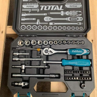 BỘ 45 SOCKET (1/4 INCH) & CẦN 2 CHIỀU TOTAL THT141451 - HÀNG CHÍNH HÃNG