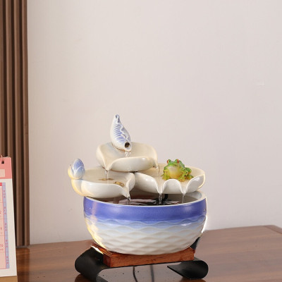 Thác nước phong thủy Bạch Liên Vũ Oa bằng gốm sứ thủ công- Arthouse