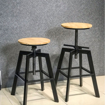 Ghế bar xoay GB15CT Juno Sofa màu gỗ chân sắt đen 32 x 52/81 cm