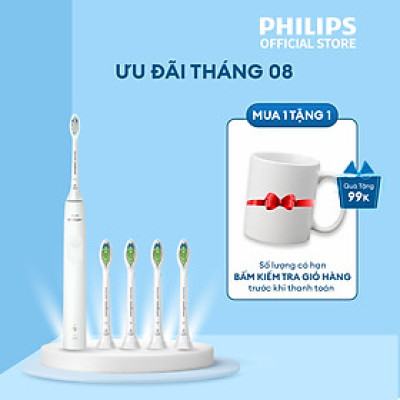 Bộ bàn chải điện Philips HX3671/23 + 4 đầu bàn chải thay thê HX6064/67 bảo hành 2 năm