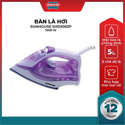 Bàn Ủi Hơi Nước Sunhouse SHD2063P (1600W) – Hàng Chính Hãng