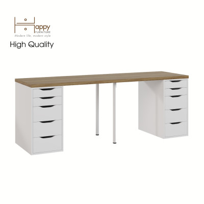[Happy Home Furniture] LIDA, Bàn làm việc - 2 bên ngăn tủ- 2 chân sắt, BAN_026, BAN_027