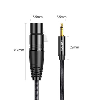 Ugreen UG25240AV182TK 5m AV 3.5mm đực ra XLR cannon cái màu xám Cáp âm thanh audio - HÀNG CHÍNH HÃNG