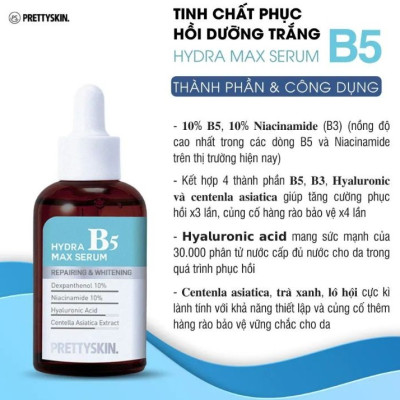 Serum B5 Multi Hydra Max Prettyskin giúp phục hồi dưỡng trắng dành cho da dầu mụn, da khô 50ml