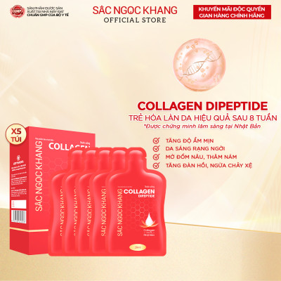 (New) Nước uống Collagen depeptide 5 túi Sắc Ngọc Khang tinh khiết nhập khẩu từ Nhật Bản, đạt chuẩn hàm lượng hấp thụ nhanh & vượt trội giúp trẻ hóa làn da - săn chắc và sáng mịn