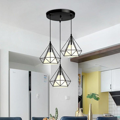 Bộ đèn thả DIAMON treo trần - kèm bóng LED và đế ốp trần (D250mm)