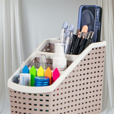 Khay nhựa tiện ích 4 ngăn, lục giác để bàn, đựng đồ, khay nhựa 4 ngăn, đựng bút, đồ dùng đa năng