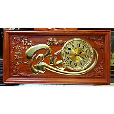 TRANH ĐỒNG HỒ GỖ HƯƠNG ĐỤC NỔI GIÁC VÀNG CHỮ PHÚC-TG278