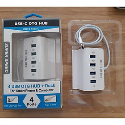 Hub OTG Chia 4 Cổng USB Đầu Type C Có Giá Đỡ Điện Thoại