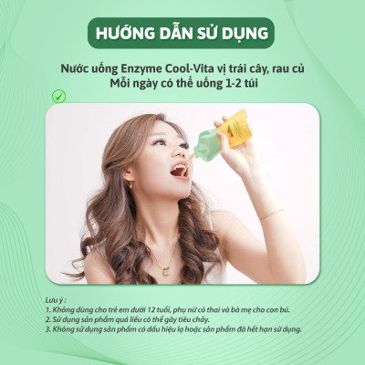 Nước Uống Bổ Sung Enzyme Chiết Xuất Từ Trái Cây và Rau Củ Hỗ Trợ Tiêu Hoá, Thanh Lọc Cơ Thể Coolvita - (45ml× 7 túi)/hộp