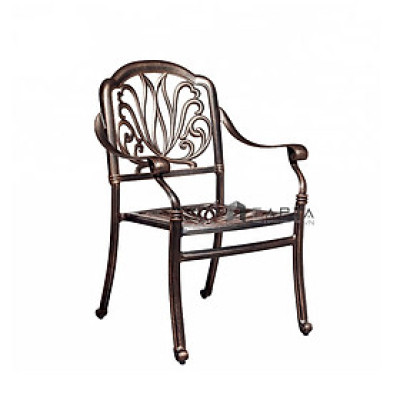 Ghế Cafe sân vườn nhôm đúc màu đồng CC2017-A Nội thất Capta Ghế ngoài trời có tay tựa thân ghế hình bông sen 