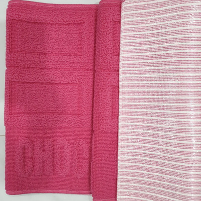 Bộ 02 Thảm bếp cao cấp chống trượt CONDOR JAPAN 0.45X1.2m và 0.45X1.2m-  Hồng họa tiết nổi 3D