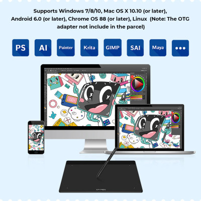 Bảng Vẽ Điện Tử XP-Pen Deco Fun L 10X6.27 inch Android Hỗ Trợ Cảm ứng Nghiêng kèm Bút Vẽ Không Sạc P01 - Hàng Chính Hãng - Red