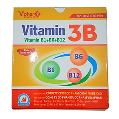 Viên uống bổ sung Vitamin 3B  Vinaphar Hộp 10 vỉ x 10 viên nang