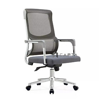 Ghế nhân viên lưới cố định CE4509-M Nội thất Capta  Khung nhựa thép lưng lưới nệm vải màu đen màu xám tay ghế thép chân thép mạ nhập khẩu chrome official chair hcm