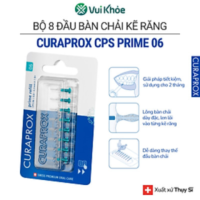 Bộ 8 đầu thay thế cho bàn chải kẽ răng Curaprox CPS 06 Prime - Xanh ngọc | Chăm sóc răng miệng chuẩn Thụy Sĩ