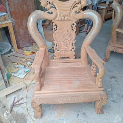 bộ bàn ghế minh quốc đào gỗ lim tay 10