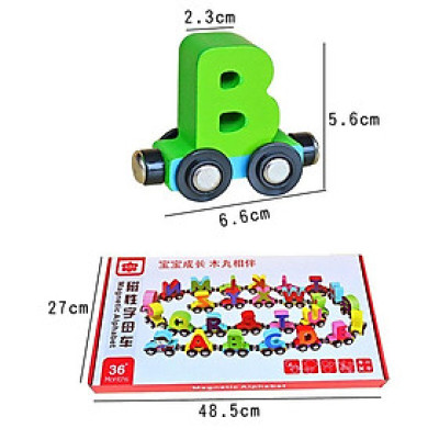 Đoàn tàu kéo số và chữ nam châm, Đồ chơi gỗ giáo dục phát triển trí tuệ cho bé