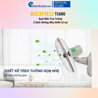 Quạt Treo Remote SENKO TR1683 ( Có Remote) / TR1628 (Có Điều Khiển Từ Xa) - Quạt T1682 / T1680 ( Không Có Điều Khiển Từ Xa) - Hàng Chính Hãng - Bảo Hành 12 Tháng - Quạt Treo Tường Senko Có Remote TR1628 (Tương tự mã TR1683)