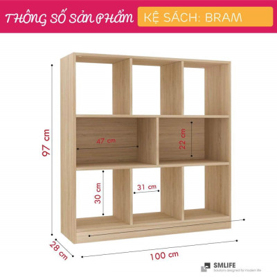 Giá sách gỗ nhỏ tiện dụng cho gia đình SMLIFE Bram