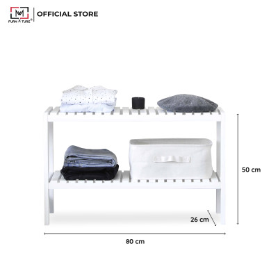 KỆ GIÀY DÉP/ KỆ GỖ TRANG TRÍ ĐA NĂNG 2 TẦNG - BENCH 2F 80 WHITE