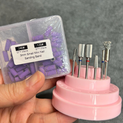Combo 5 Đầu Mài Titan Kèm 50 Nhám Tím Mini 120/240 Tặng Chổi Vệ Sinh Đầu Mài Chuyên Dùng Làm Nail Cá Nhân phá gel