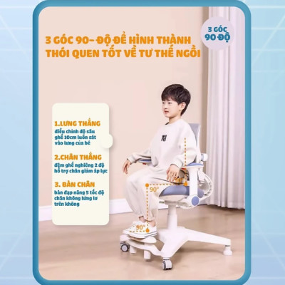 Ghế học sinh chống gù đa năng Tundo nâng hạ chiều cao tay gạt CT GO03 tựa lưng dịch chuyển linh hoạt