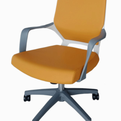 Ghế văn phòng chân xoay lưng da ghế làm việc CE4477-P dành cho nhân viên hiện đại lưng trung nệm da simili ( màu cam / màu Nâu ) HCM