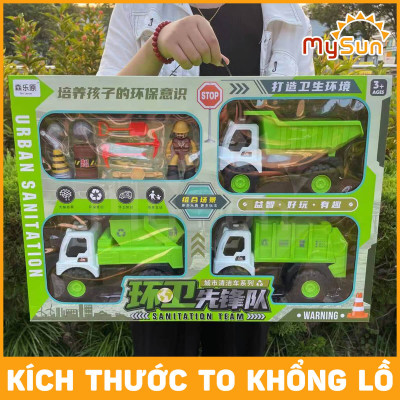 Xe chở rác đồ chơi cho bé mô hình xe ô tô chở rác khổng lồ xe dọn rác vệ sinh MySun