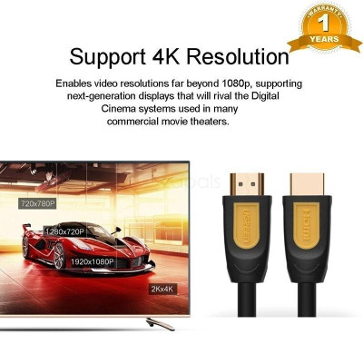 Ugreen UG10151HD101TK 0.75M đầu vàng 2k 4k 60hz Cáp tín hiệu HDMI - HÀNG CHÍNH HÃNG