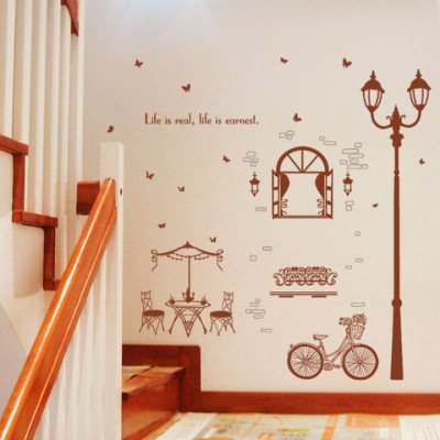 Decal dán tường Cột đèn nâu AmyShop DKN059