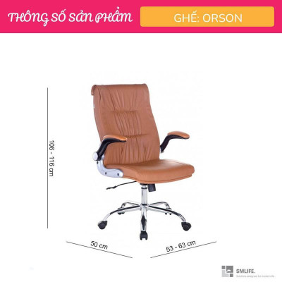 Ghế văn phòng chân xoay lưng trung bọc da SMLIFE Orson