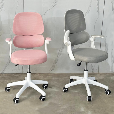 Ghế xoay học sinh chống gù chống cận màu hồng CE1024-M Nội thất Capta Ghế ngồi học bài tại nhà chống gù lưng lưới nệm vải màu hồng tay điều chỉnh khung chân xoay nhựa trắng tại HCM