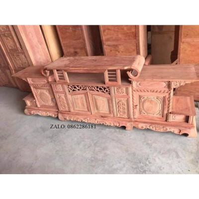 kệ tivi sừng trâu gỗ hương đá cánh đục 2m4
