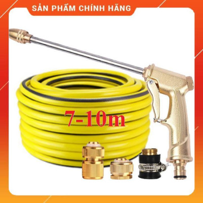 ️ Bộ dây vòi xịt nước rửa xe, tưới cây , tăng áp 3 lần, loại 7m, 10m 206701-3 đầu đồng, cút đồng