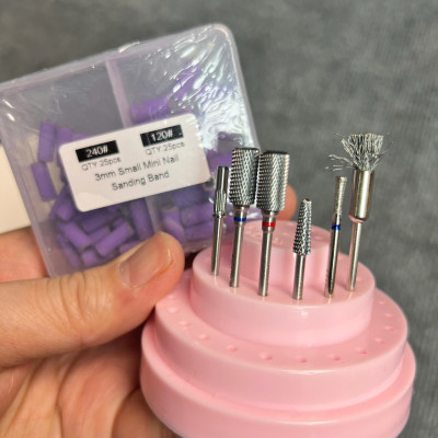 Combo 5 Đầu Mài Titan Kèm 50 Nhám Tím Mini 120/240 Tặng Chổi Vệ Sinh Đầu Mài Chuyên Dùng Làm Nail Cá Nhân phá gel