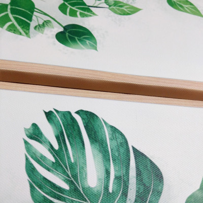 Bộ 3 tranh treo tường trên nền canvas lá cây xanh tươi mát TP0139SS