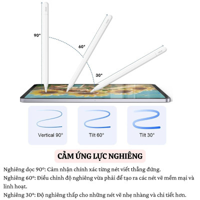 Bút cảm ứng cảm biến nghiêng chống tì tay sạc nam châm WIWU Stylus A01 cho iPad Pro Air Mini đời 2018 gen 7/8/9 , gen 10 , ipad Pro M1 , M2 ipad pro M4 , Air 6 M2 , iPad Pro 13 inch - Hàng chính hãng