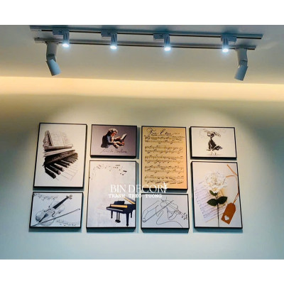 (ẢNH THẬT) Tranh treo tường âm nhạc 34 trang trí decor phòng tập âm nhạc có sẵn khung kèm đinh