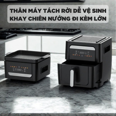 Nồi Chiên Không Dầu Kèm Vỉ Nướng 2-in-1 Mishio MK407: Nâng Tầm Món Ngon, Tiện Lợi Vượt Trội - hàng chính hãng