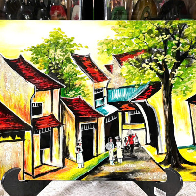 Tranh Sơn Mài - PHỐ CỔ VIỆT NAM | Size 40x60 cm | Hoài Niệm Thời Gian – Nghệ Thuật Sơn Mài Truyền Thống