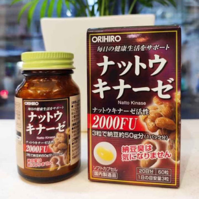 Viên Uống Hỗ Trợ Tai Biến Đột Quỵ Nattokinase 2000FU Orihiro 60 Viên Nhật Bản Hàng Chính Hãng