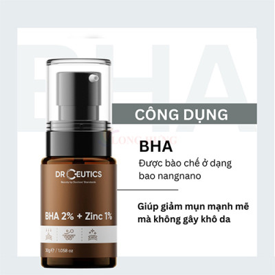 Tinh chất giảm mụn DrCeutics BHA 2% + Zinc 1% (30g) - Hàng chính hãng