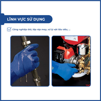 Găng tay chống hóa chất loại dày dùng cho công nghiệp hóa dầu, chống thấm nước Towa OR656 
