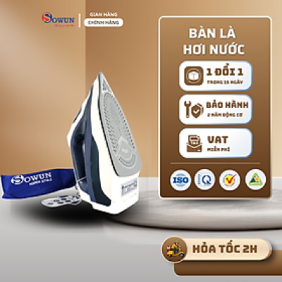icon video play     icon arrow left boldicon arrow right bold Chia sẻ:  0 Bàn Là Hơi Nước CHÍNH HÃNG SOWUN SW408, Mặt Đế Ceramic Siêu Bền, Chế Độ Phun Hơi Nước Thẳng Đứng