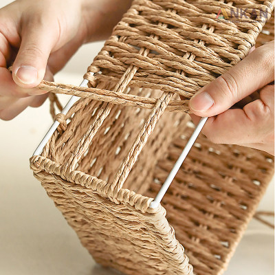 Giỏ Mây Cỡ Lớn Đựng Đồ Đa Năng Decor Trang Trí Vintage, Rổ Cói Đựng Quần Áo Có Khung Sắt