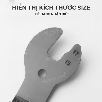 Cờ Lê Tháo Pedan xe đạp size 15-17mm 2 đầu chất liệu Thép bọc chống trơn cao su Mai Lee