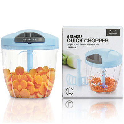 Máy xay tỏi ớt bằng tay Lock&Lock Size L 900ml Màu xanh dương CKS310-BLU - Hàng chính hãng, lực nghiền mạnh với 3 lưỡi dao thép không gỉ - JoyMall