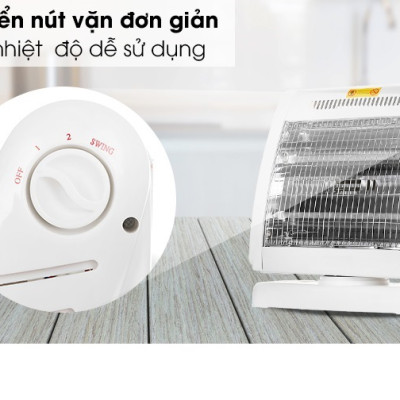 Đèn Sưởi Điện 2 Bóng Halogen 800W Xoay 90 Độ - Hàng Chính Hãng