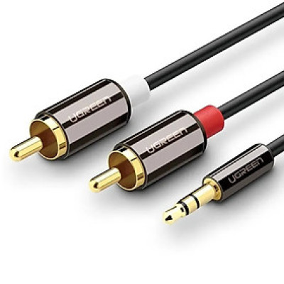 Cáp âm thanh 2 đầu Bông sen sang 3.5mm Dương mạ vàng Ugreen 116HF10583AV 1.5M màu Đen hàng chính hãng